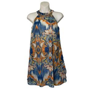 Myth Bohemian Halter Midi Dress Psychedelic Floral Multicolor Women's Size S